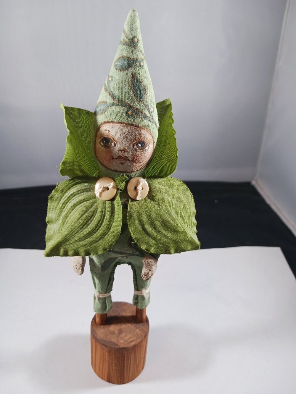 Handmade Green Fairy Art Doll Primitive Style Collectable Keepsake